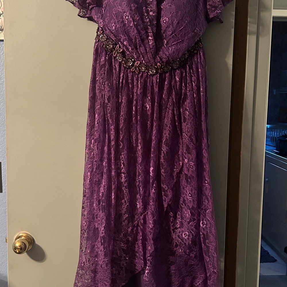Purple Lace formal high low dress